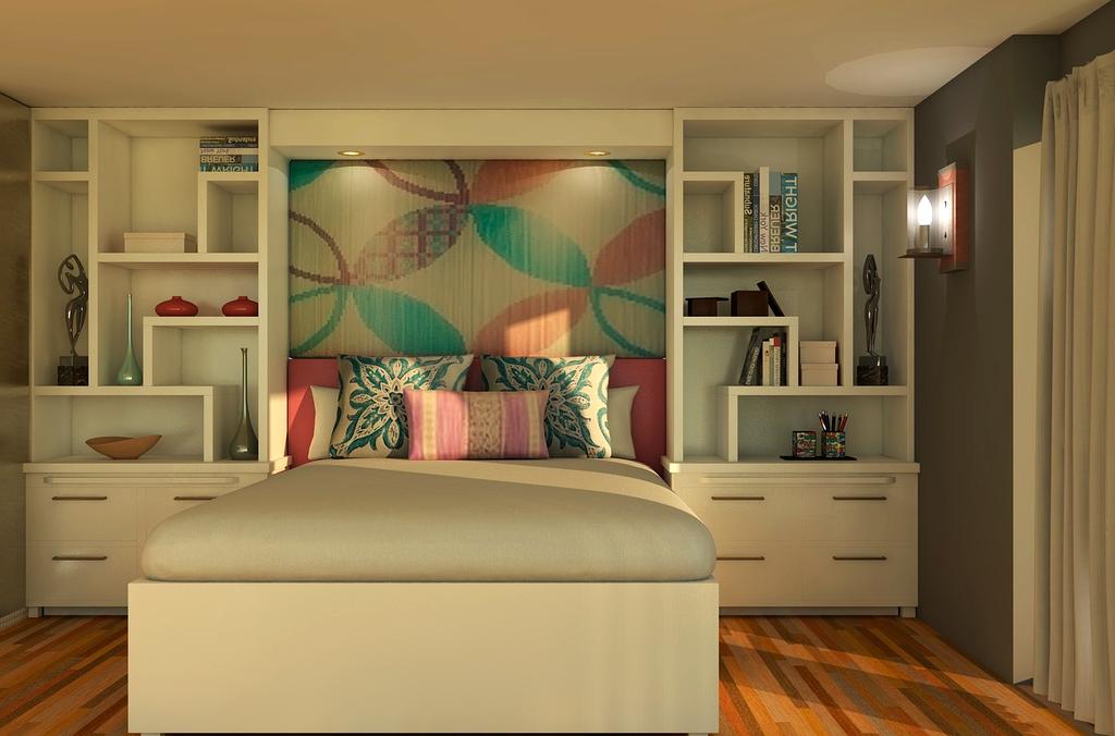 Cozy and organized modern bedroom with natural light and neutral tones