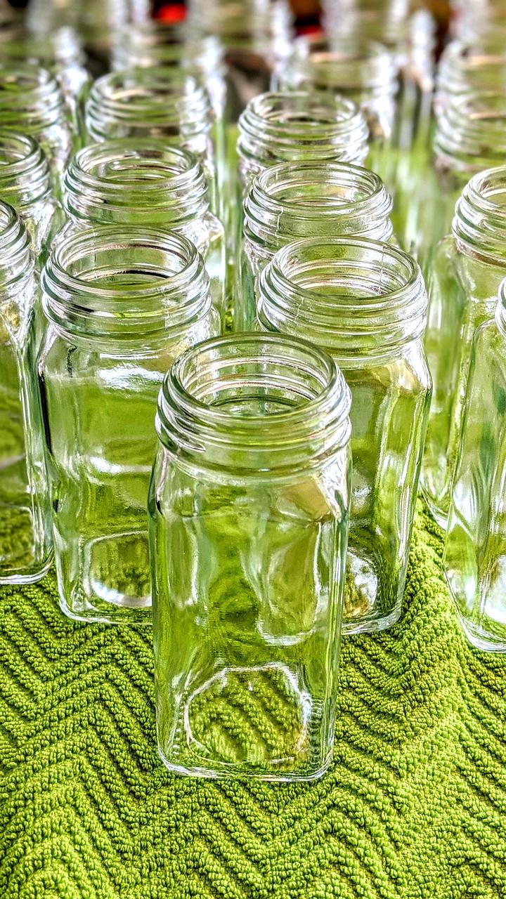 Kitchen shelves with neatly arranged jars and containers